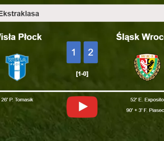 Śląsk Wrocław recovers a 0-1 deficit to prevail over Wisła Płock 2-1. HIGHLIGHTS