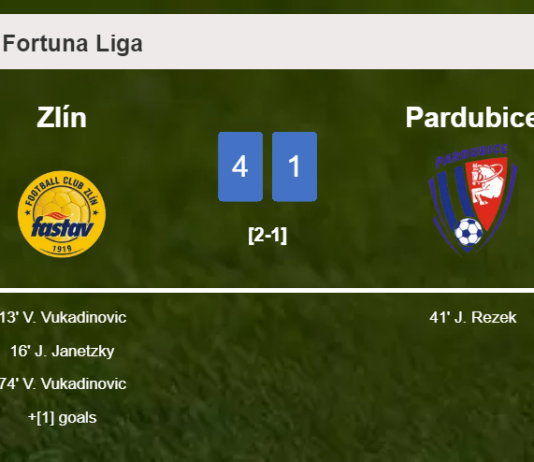 Zlín demolishes Pardubice 4-1 after playing a fantastic match