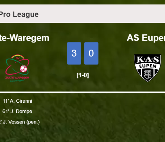 Zulte-Waregem prevails over AS Eupen 3-0