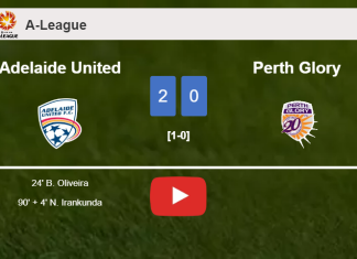Adelaide United tops Perth Glory 2-0 on Sunday. HIGHLIGHTS