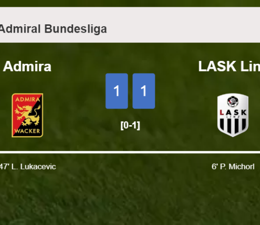 Admira and LASK Linz draw 1-1 on Saturday