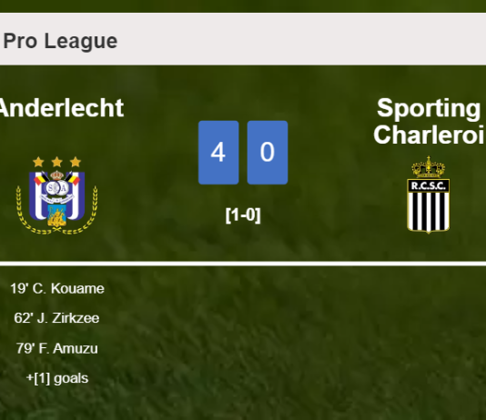 Anderlecht demolishes Sporting Charleroi 4-0 after playing a great match