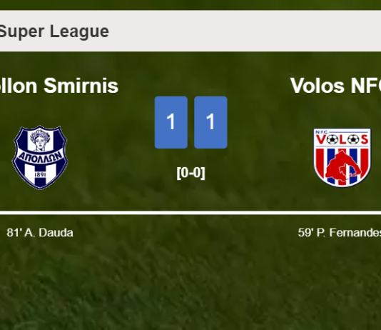 Apollon Smirnis and Volos NFC draw 1-1 on Saturday