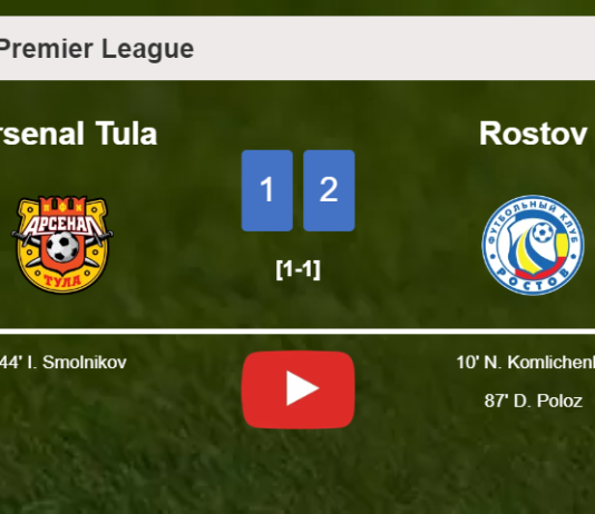 Arsenal Tula draws 0-0 with Rostov on Sunday. HIGHLIGHTS
