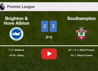 Southampton manages to draw 2-2 with Brighton & Hove Albion after recovering a 0-2 deficit. HIGHLIGHTS