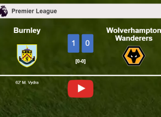Burnley overcomes Wolverhampton Wanderers 1-0 with a goal scored by M. Vydra. HIGHLIGHTS