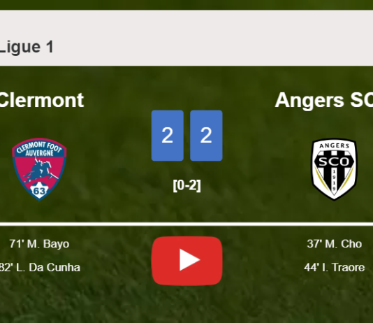 Clermont manages to draw 2-2 with Angers SCO after recovering a 0-2 deficit. HIGHLIGHTS