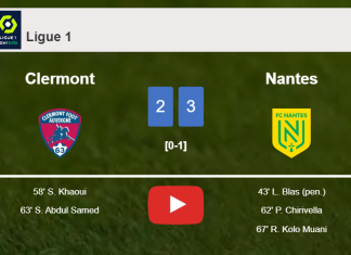 Nantes conquers Clermont 3-2. HIGHLIGHTS