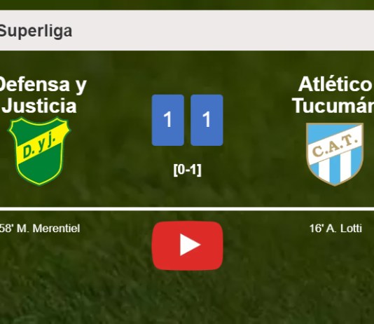 Defensa y Justicia and Atlético Tucumán draw 1-1 on Sunday. HIGHLIGHTS