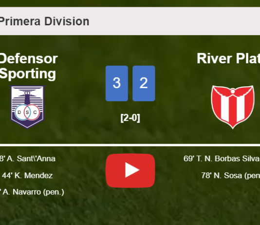 Defensor Sporting conquers River Plate 3-2. HIGHLIGHTS