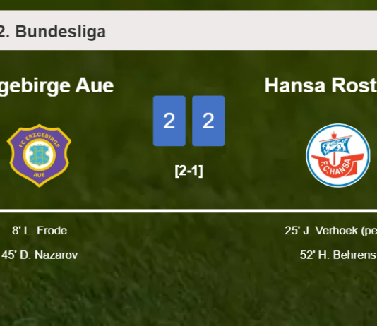 Erzgebirge Aue and Hansa Rostock draw 2-2 on Sunday