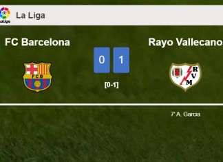 Rayo Vallecano beats FC Barcelona 1-0 with a goal scored by A. Garcia
