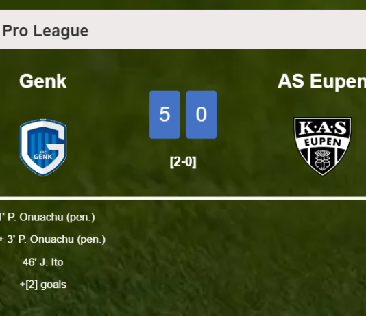 Genk wipes out AS Eupen 5-0 with an outstanding performance
