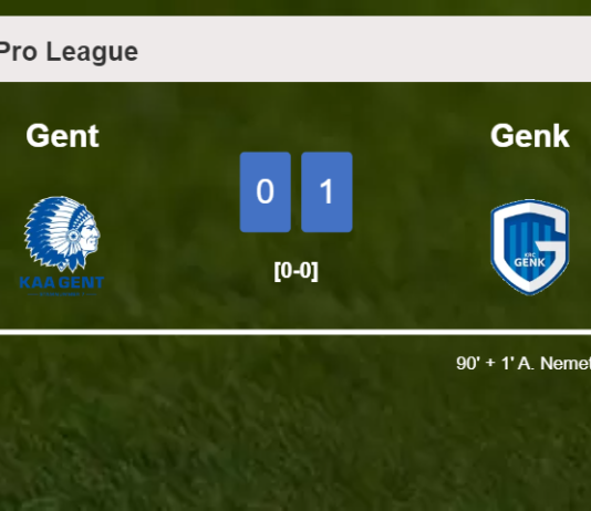 Genk beats Gent 1-0 with a late goal scored by A. Nemeth