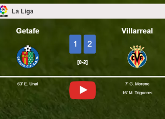 Villarreal prevails over Getafe 2-1. HIGHLIGHTS