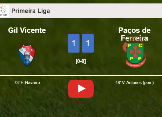 Gil Vicente and Paços de Ferreira draw 1-1 on Saturday. HIGHLIGHTS
