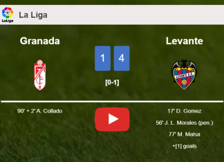 Levante overcomes Granada 4-1. HIGHLIGHTS
