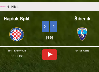Hajduk Split snatches a 2-1 win against Šibenik. HIGHLIGHTS