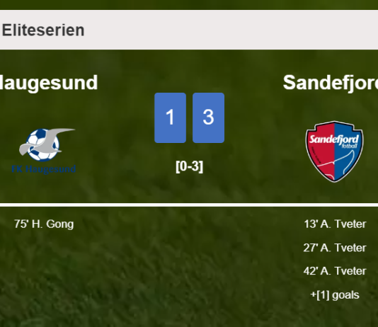 Sandefjord prevails over Haugesund 3-1 with 3 goals from A. Tveter