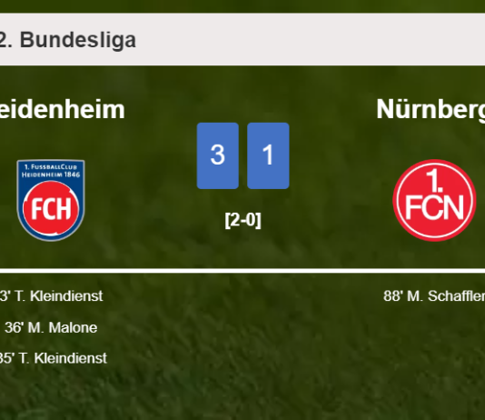 Heidenheim defeats Nürnberg 3-1 with 2 goals from T. Kleindienst