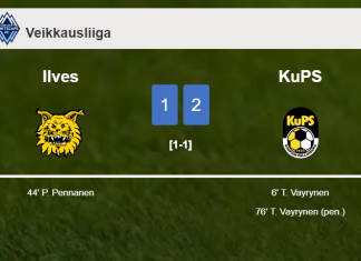 KuPS prevails over Ilves 2-1 with T. Vayrynen scoring 2 goals
