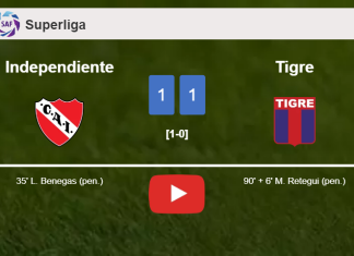 Tigre grabs a draw against Independiente. HIGHLIGHTS