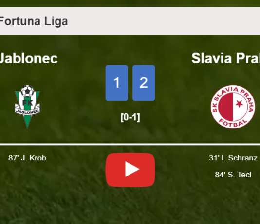 Slavia Praha grabs a 2-1 win against Jablonec. HIGHLIGHTS