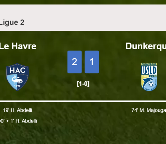 Le Havre beats Dunkerque 2-1 with H. Abdelli scoring 2 goals