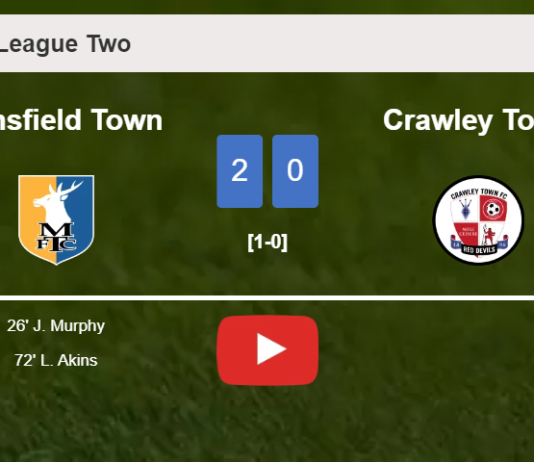 Mansfield Town conquers Crawley Town 2-0 on Saturday. HIGHLIGHTS