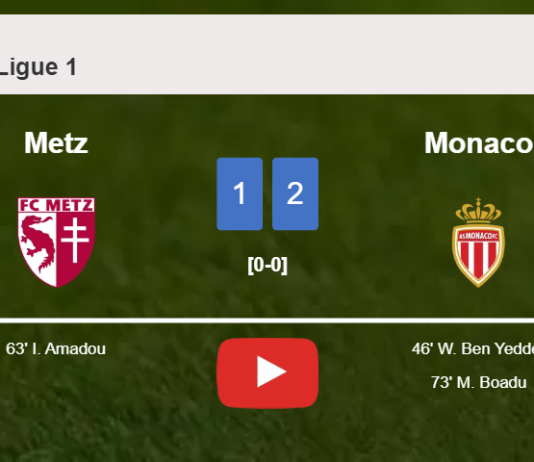 Monaco overcomes Metz 2-1. HIGHLIGHTS