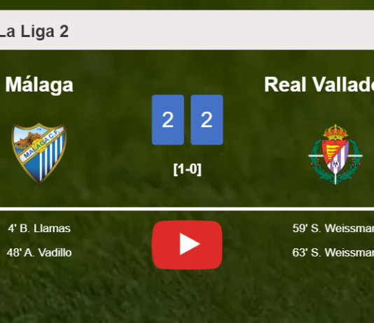 Real Valladolid manages to draw 2-2 with Málaga after recovering a 0-2 deficit. HIGHLIGHTS