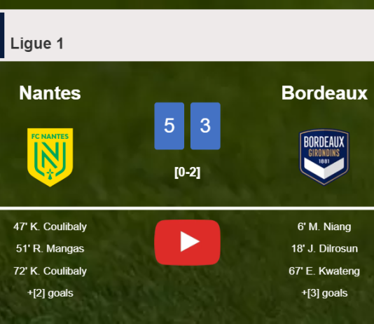 Nantes beats Bordeaux 5-3 after playing a incredible match. HIGHLIGHTS