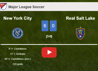 New York City annihilates Real Salt Lake 6-0 . HIGHLIGHTS