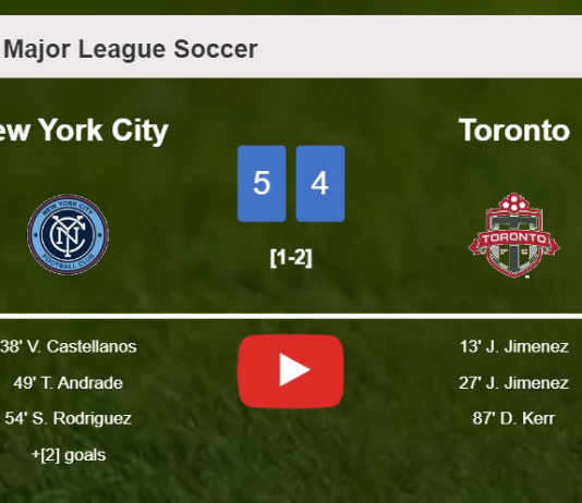 New York City tops Toronto 5-4 after playing a incredible match. HIGHLIGHTS