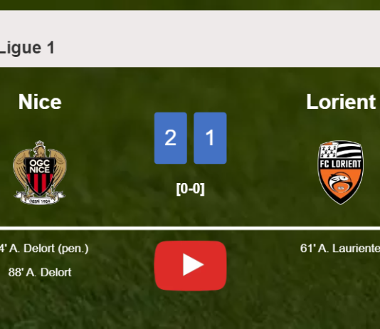 Nice beats Lorient 2-1 with A. Delort scoring a double. HIGHLIGHTS