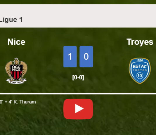 Nice conquers Troyes 1-0 with a late goal scored by K. Thuram. HIGHLIGHTS