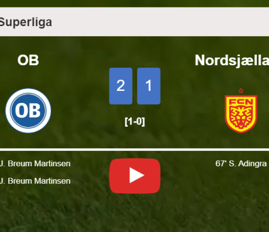 OB prevails over Nordsjælland 2-1 with J. Breum scoring 2 goals. HIGHLIGHTS