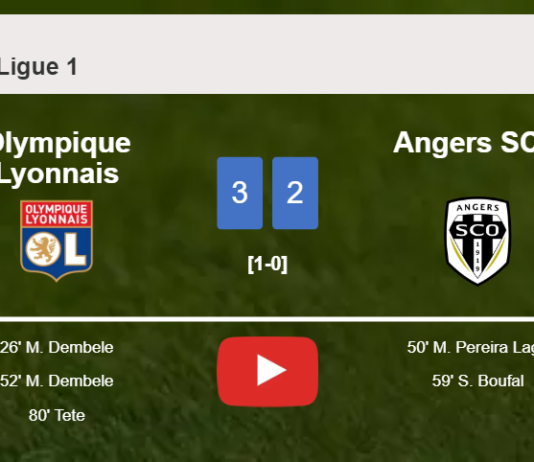 Olympique Lyonnais overcomes Angers SCO 3-2. HIGHLIGHTS