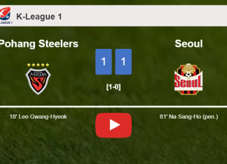 Pohang Steelers and Seoul draw 1-1 on Sunday. HIGHLIGHTS