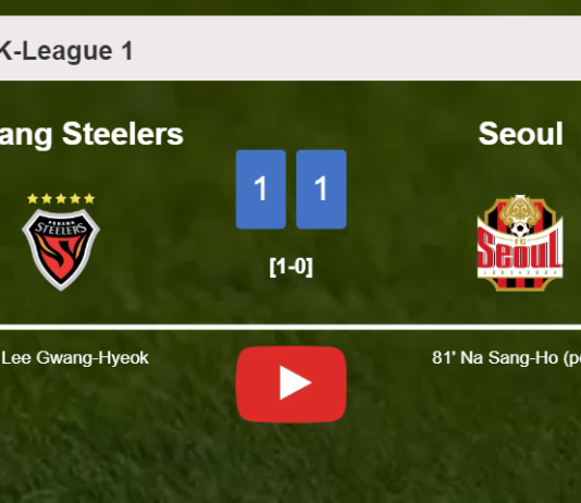 Pohang Steelers and Seoul draw 1-1 on Sunday. HIGHLIGHTS