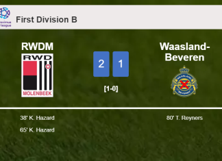 RWDM conquers Waasland-Beveren 2-1 with K. Hazard scoring a double