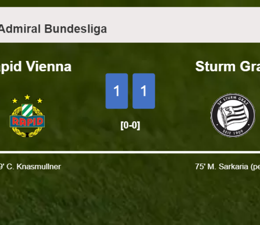 Rapid Vienna snatches a draw against Sturm Graz