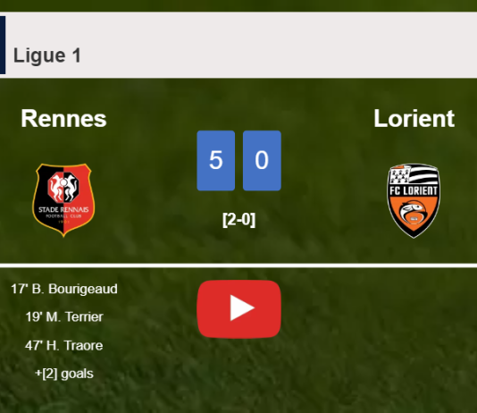 Rennes destroys Lorient 5-0 with a great performance. HIGHLIGHTS
