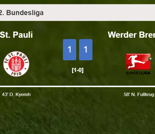 St. Pauli and Werder Bremen draw 1-1 on Saturday