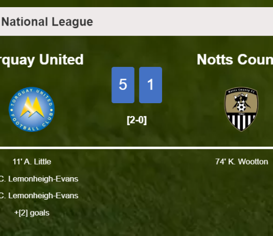 Torquay United crushes Notts County 5-1 with a superb performance