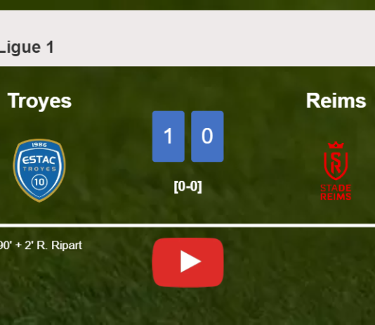 Troyes conquers Reims 1-0 with a late goal scored by R. Ripart. HIGHLIGHTS