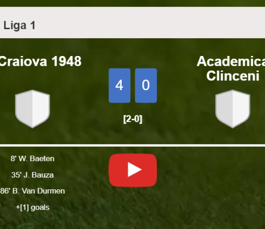 U Craiova 1948 annihilates Academica Clinceni 4-0 showing huge dominance. HIGHLIGHTS