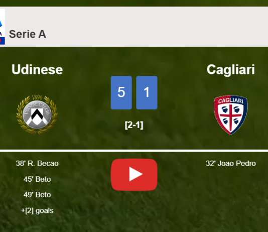 Udinese crushes Cagliari 5-1 after playing a fantastic match. HIGHLIGHTS