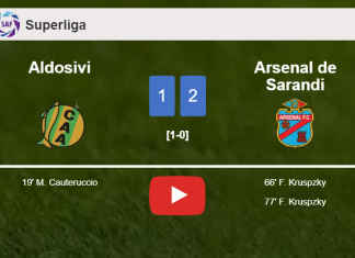 Arsenal de Sarandi recovers a 0-1 deficit to overcome Aldosivi 2-1 with F. Kruspzky scoring 2 goals. HIGHLIGHTS