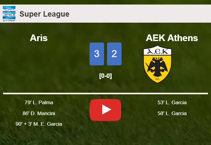 Aris overcomes AEK Athens after recovering from a 0-2 deficit. HIGHLIGHTS